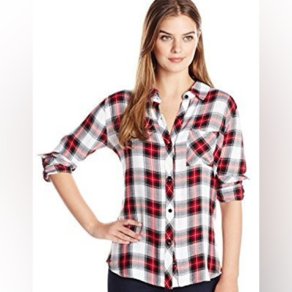 Rails White and Red Plaid Button Down, S